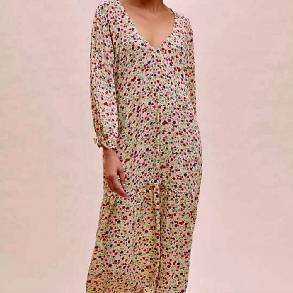 Faithfull The Brand Bastille Les Fleurs Ditsy Floral Tiered Midi Dress S